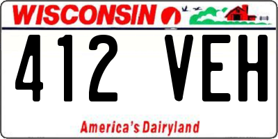 WI license plate 412VEH
