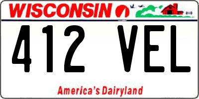 WI license plate 412VEL