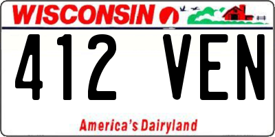 WI license plate 412VEN