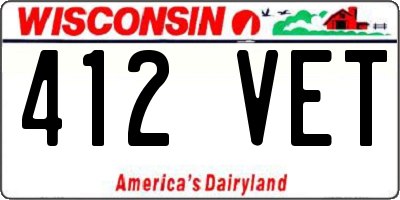 WI license plate 412VET