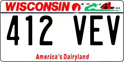 WI license plate 412VEV