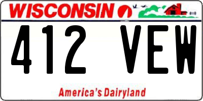 WI license plate 412VEW