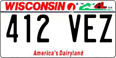 WI license plate 412VEZ