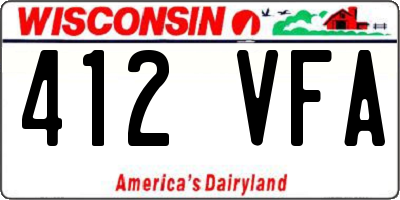 WI license plate 412VFA