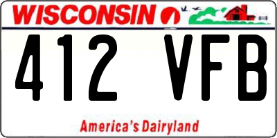WI license plate 412VFB