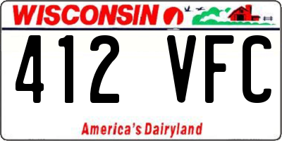 WI license plate 412VFC