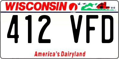 WI license plate 412VFD