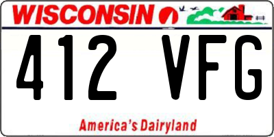 WI license plate 412VFG