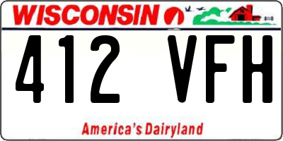 WI license plate 412VFH