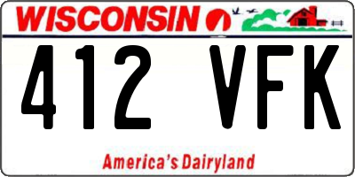 WI license plate 412VFK