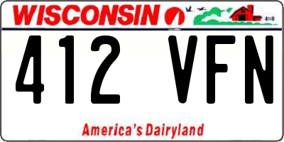 WI license plate 412VFN