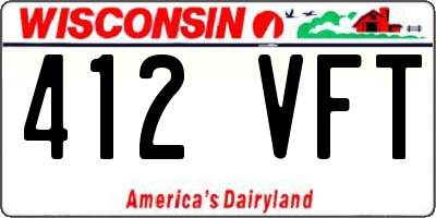 WI license plate 412VFT