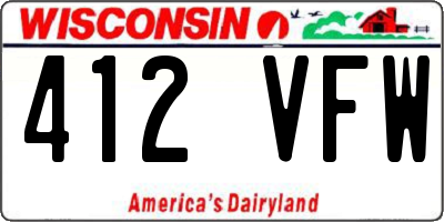 WI license plate 412VFW