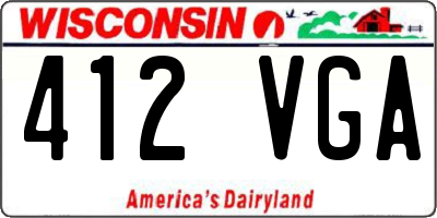 WI license plate 412VGA