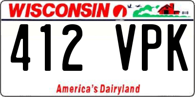 WI license plate 412VPK