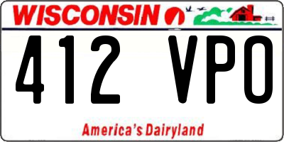 WI license plate 412VPO