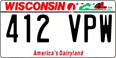 WI license plate 412VPW