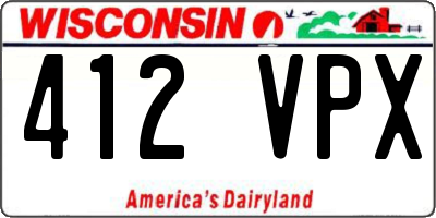 WI license plate 412VPX