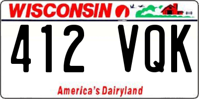 WI license plate 412VQK