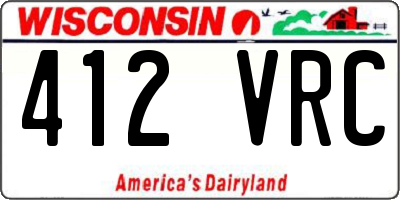 WI license plate 412VRC
