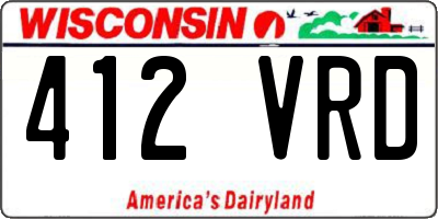 WI license plate 412VRD