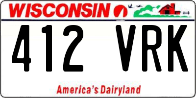 WI license plate 412VRK