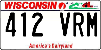 WI license plate 412VRM