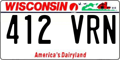 WI license plate 412VRN