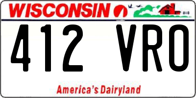 WI license plate 412VRO
