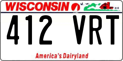 WI license plate 412VRT