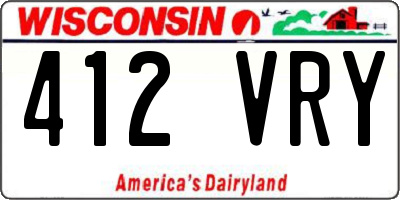 WI license plate 412VRY