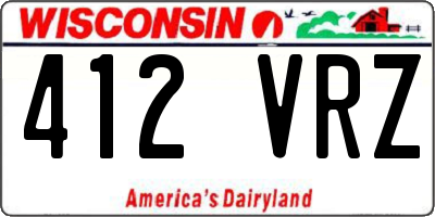 WI license plate 412VRZ