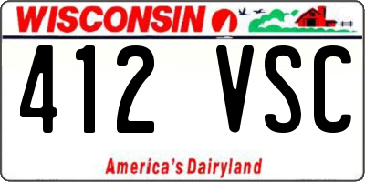 WI license plate 412VSC