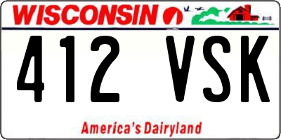 WI license plate 412VSK