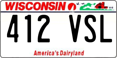 WI license plate 412VSL