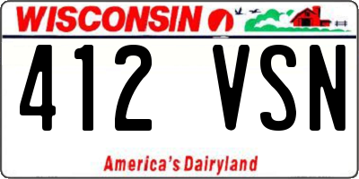 WI license plate 412VSN