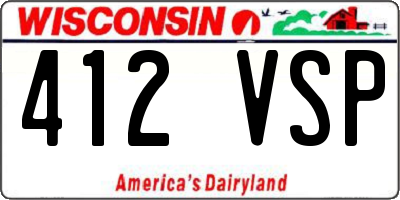 WI license plate 412VSP