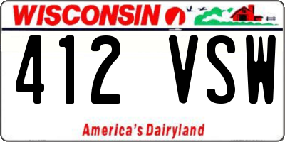 WI license plate 412VSW