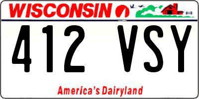 WI license plate 412VSY
