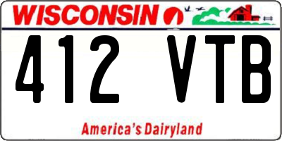WI license plate 412VTB