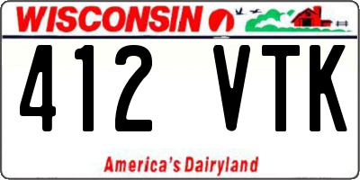 WI license plate 412VTK