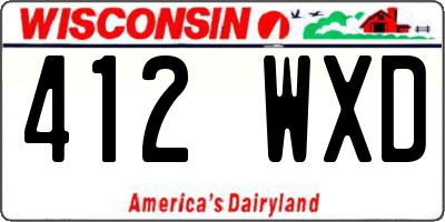 WI license plate 412WXD
