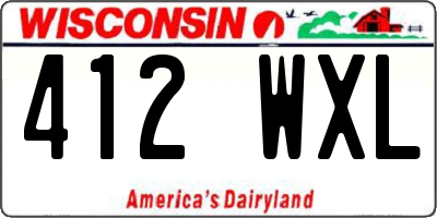 WI license plate 412WXL