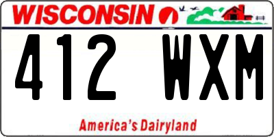 WI license plate 412WXM