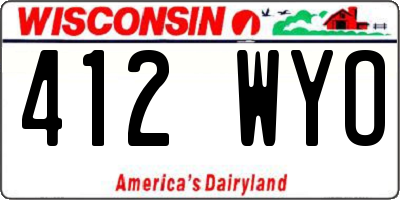WI license plate 412WYO