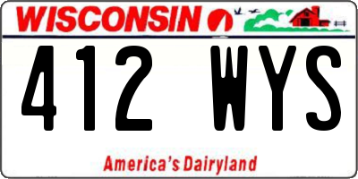 WI license plate 412WYS