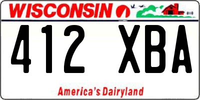 WI license plate 412XBA