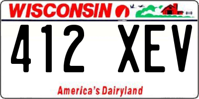WI license plate 412XEV