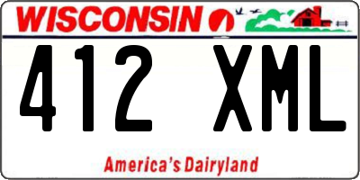 WI license plate 412XML