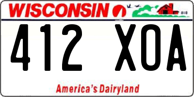 WI license plate 412XOA